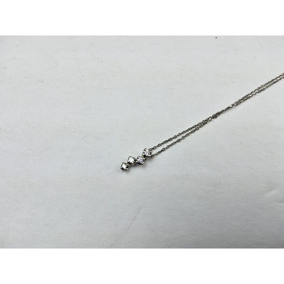 4C Platinum Natural Diamond 4 Stone Necklace - Picture 12 of 12